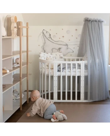 Ovale 7-in-1 babybed met matras - Wit | Waldin®