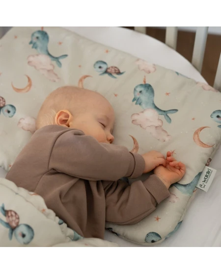 Bamboe baby kussen 60x40 – Walvissen | Waldin