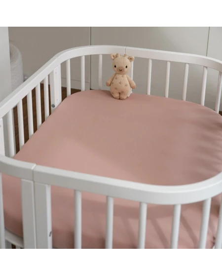 Hoeslaken van katoen 93x65 voor 5in1 Babybed - Roze | Waldin