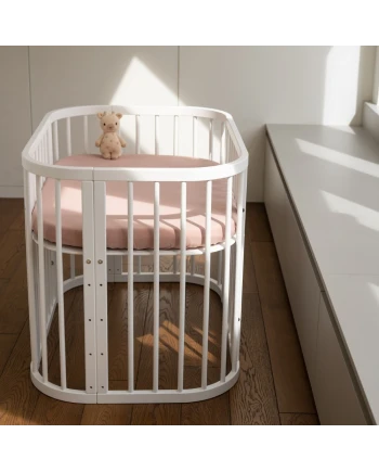 Hoeslaken van katoen 93x65 voor 5in1 Babybed - Roze | Waldin
