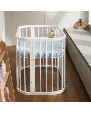 Hoeslaken van katoen 93x65 voor 5in1 Babybed - Blauw | Waldin