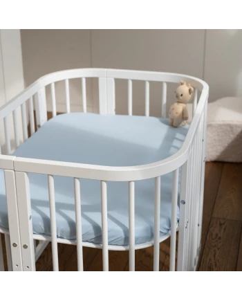 Hoeslaken van katoen 93x65 voor 5in1 Babybed - Blauw | Waldin