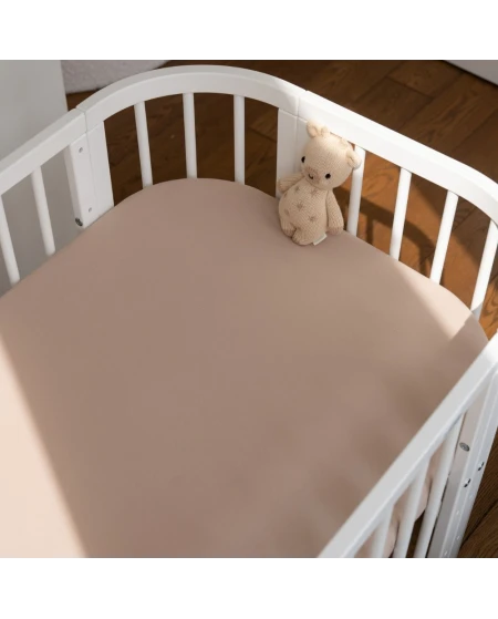 Hoeslaken van katoen 93x65 voor 5in1 Babybed - Taupe | Waldin