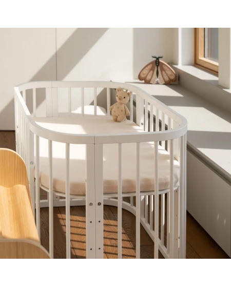 Hoeslaken van katoen 93x65 voor 5in1 Babybed - Beige | Waldin