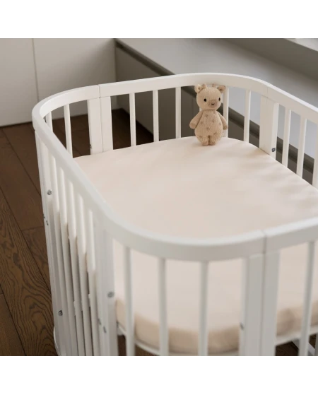 Hoeslaken van katoen 93x65 voor 5in1 Babybed - Beige | Waldin