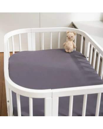 Hoeslaken van katoen 93x65 voor 5in1 Babybed - Grafiet | Waldin