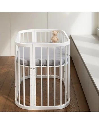 Hoeslaken van katoen 93x65 voor 5in1 Babybed - Grijs | Waldin