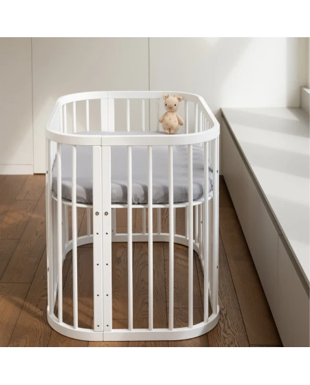 Hoeslaken van katoen 93x65 voor 5in1 Babybed - Grijs | Waldin