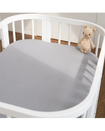 Hoeslaken van katoen 93x65 voor 5in1 Babybed - Grijs | Waldin