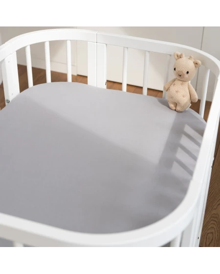 Hoeslaken van katoen 93x65 voor 5in1 Babybed - Grijs | Waldin