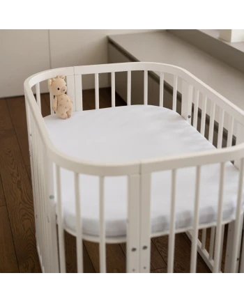 Hoeslaken van katoen 93x65 voor 5in1 Babybed - Wit | Waldin
