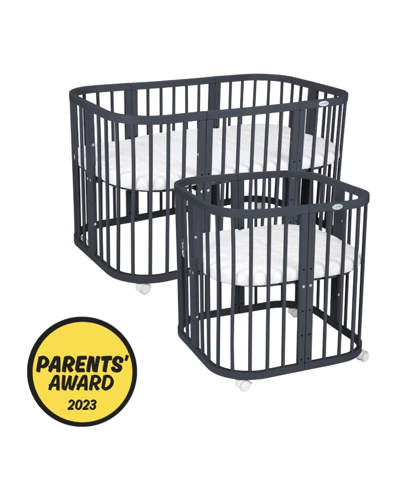 7-in-1 babybed met matras - Grafiet | Waldin 7-in-1 babybed met matras - Grafiet | Waldin