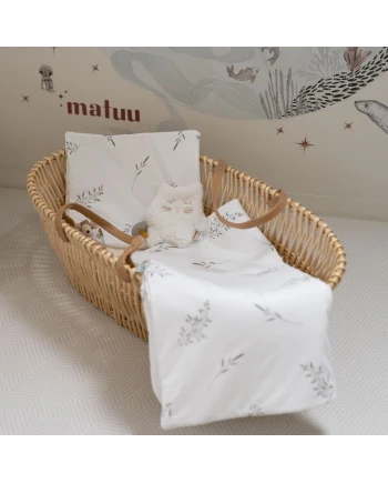Baby wikkeldeken 2in1 dekbed en kussen – Groene takjes | Waldin