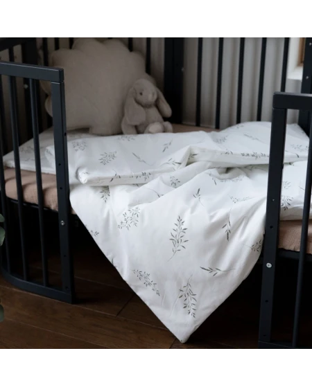 Junior beddengoedset 90x120 – Groene takjes | Waldin