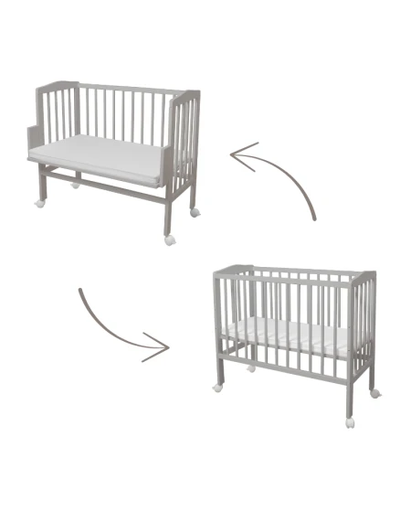 2in1 Kinderbed met matras - Grijs | Waldin