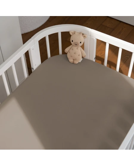Hoeslaken van katoen 93x65 voor 5in1 Babybed - Taupe | Waldin