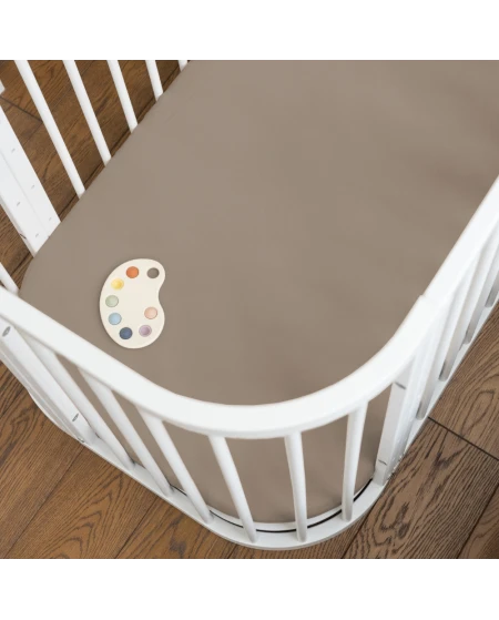 Hoeslaken van katoen 93x65 voor 5in1 Babybed - Taupe | Waldin