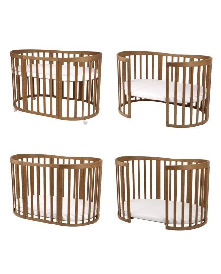Ovale 7-in-1 babybed met matras - Vintage | Waldin