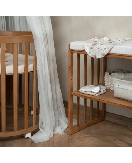 Ovale 7-in-1 babybed met matras - Vintage | Waldin