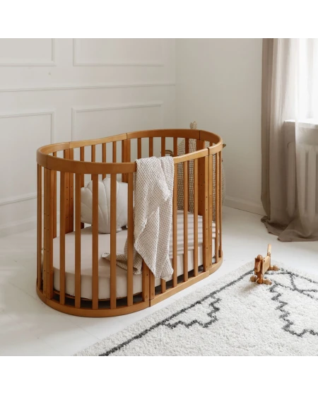 Ovale 7-in-1 babybed met matras - Vintage | Waldin