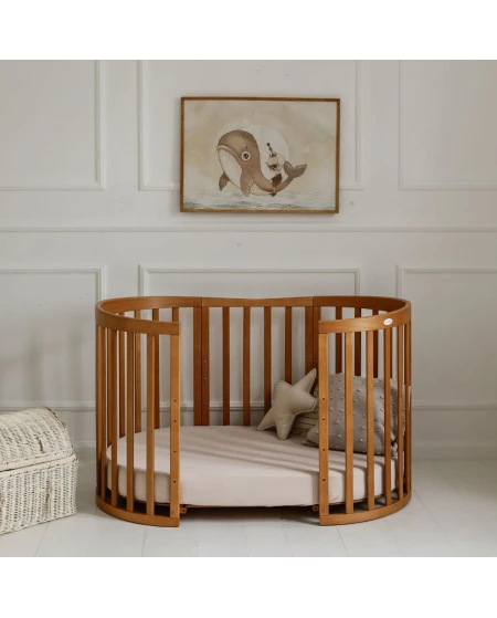 Ovale 7-in-1 babybed met matras - Vintage | Waldin