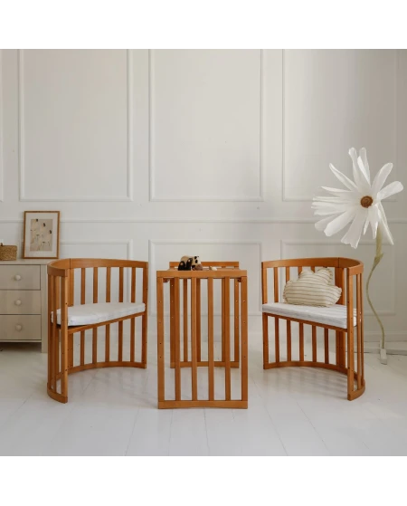 Ovale 7-in-1 babybed met matras - Vintage | Waldin