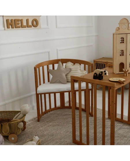 Ovale 7-in-1 babybed met matras - Vintage | Waldin