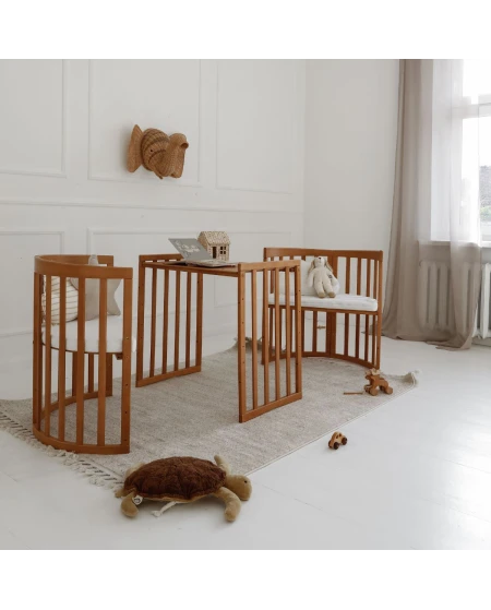 Ovale 7-in-1 babybed met matras - Vintage | Waldin