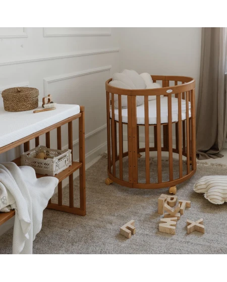 Ovale 7-in-1 babybed met matras - Vintage | Waldin