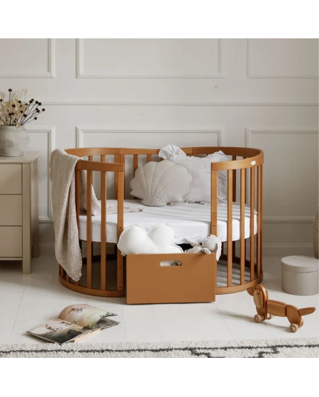 Ovale 7-in-1 babybed met matras - Vintage | Waldin