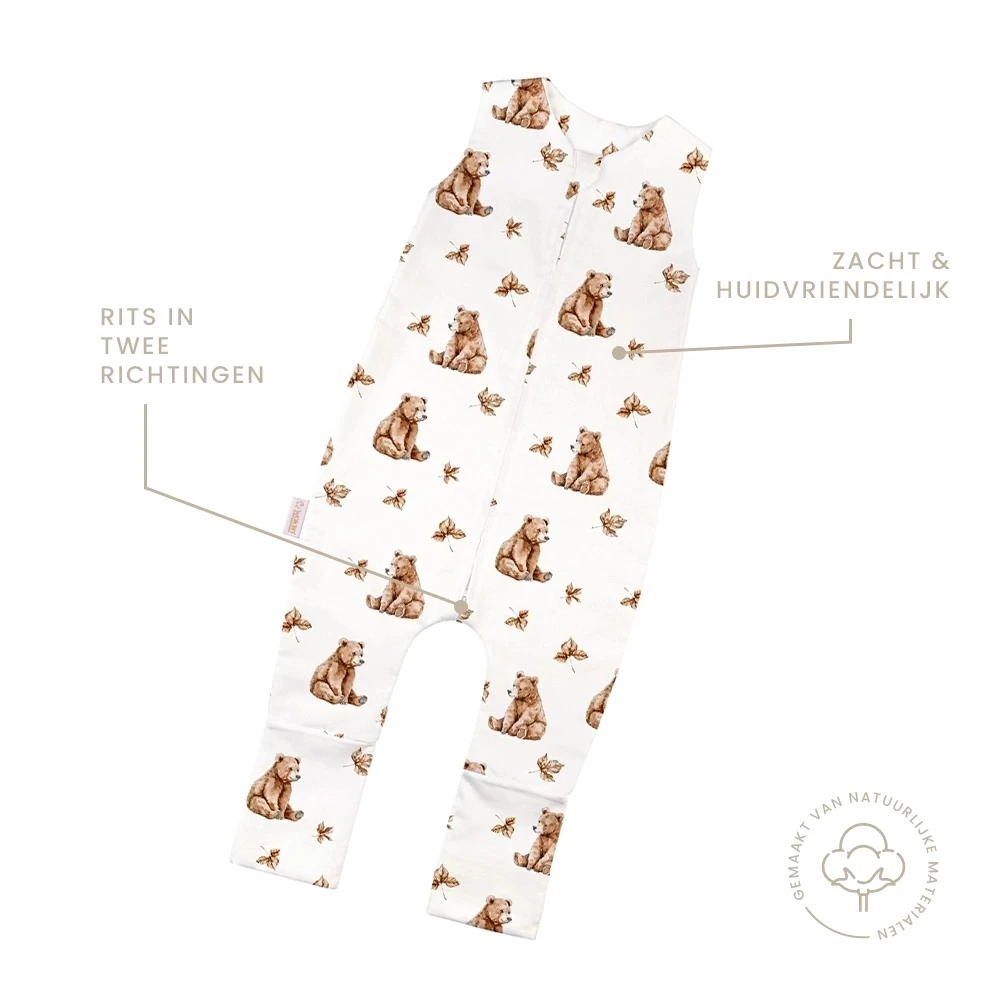 Slaapzak-met-beentjes-Zomer-0.5-TOG-Berenwelpen-Wit-1-2-jaar-kenmerken